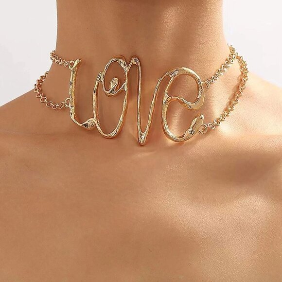 . Jewelry - Gold Womens Letter Decor Choker